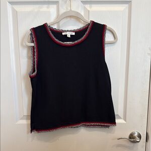 St. John Black and Red Ribbed Crop Tank Top